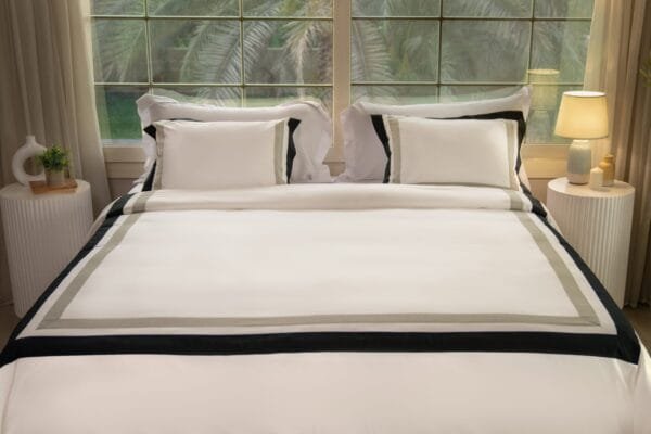 Beige Bedding Set with Brown and Green Stripes | Elegance Meets Simplicity - Image 2