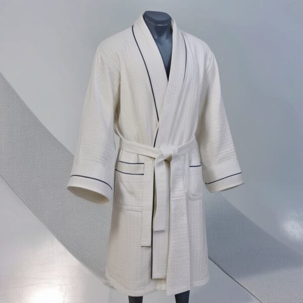 Honeycomb Cotton Robe – Soft, Breathable, and Spa-Quality Comfort - Image 3