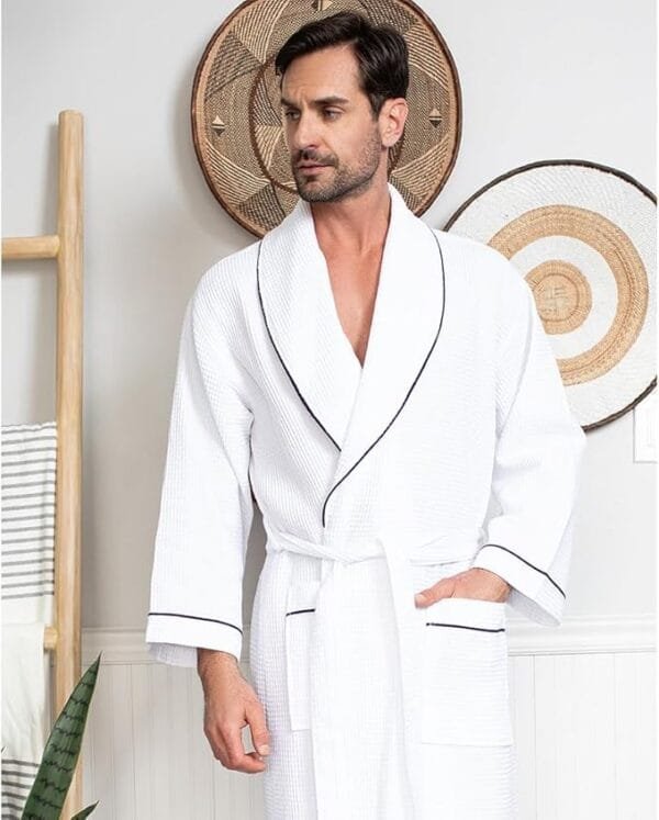 Honeycomb Cotton Robe – Soft, Breathable, and Spa-Quality Comfort - Image 2