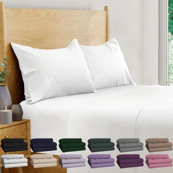 Luxury Cotton Flat Sheets with Satin Feel – 3-Piece Set