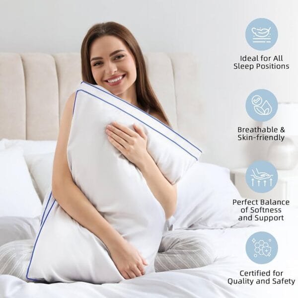 Poly Down Medical Pillow 10 cm with Double Line – Washable & Hypoallergenic Comfort