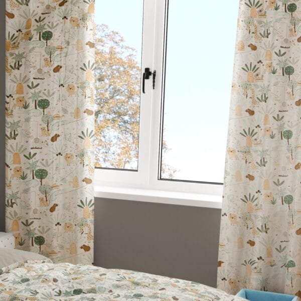 4-Piece Jungle Kids Bedding Set – Duvet Cover, Pillowcase, Fitted Sheet & Curtain - Image 4