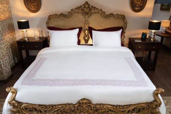 Dark-Red Motifs Bedding Set – Bold Elegance for a Striking Bedroom - Image 3