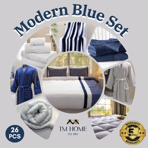Modern Blue Set with Premium Towels, Bath Mats & Accessories